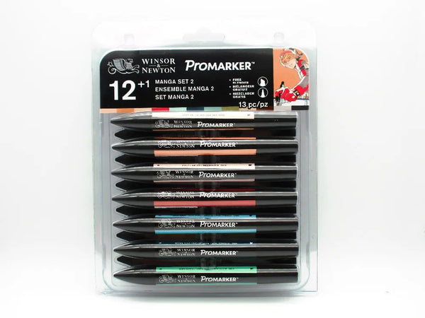 Winsor & Newton Promarker Manga Pen Set 12+1 Marker Pens 13 pieces